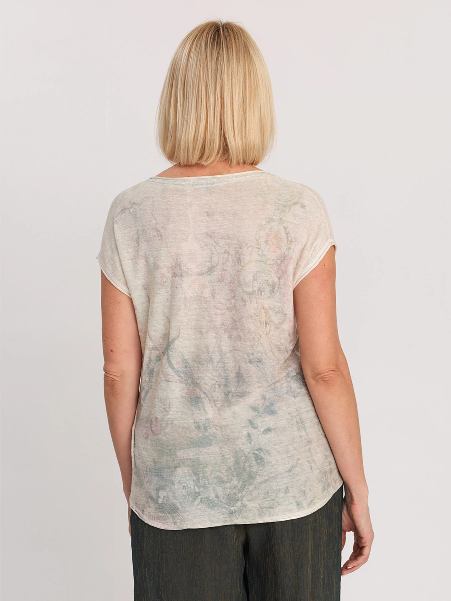 Блуза из смесового льна бежевого цвета